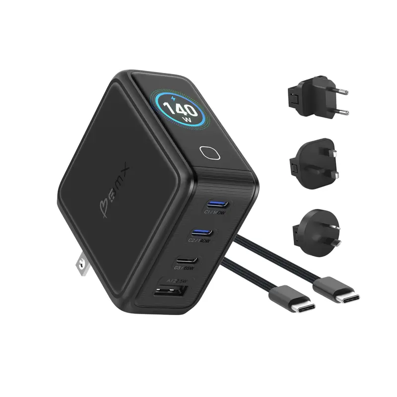 140W GaN Ladegerät | USB-C Laptop-Ladegerät mit 4 Anschlüssen & LCD