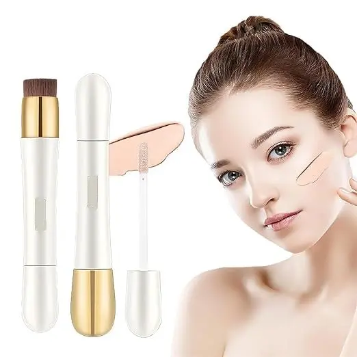 2-in-1 Foundation Stick + Anti-Falten Concealer 7 g | hohe Deckkraft & wasserfest | mit Pinsel | 3 Farbtöne