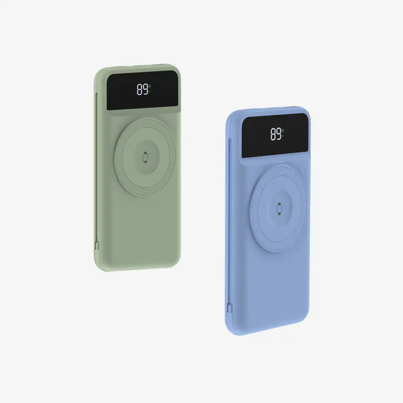 2er-Set 5-in-1 Powerbank 10.000 mAh | Reiseladegerät mit USB-C, Lightning, Qi-Laden und internationalen Adaptern