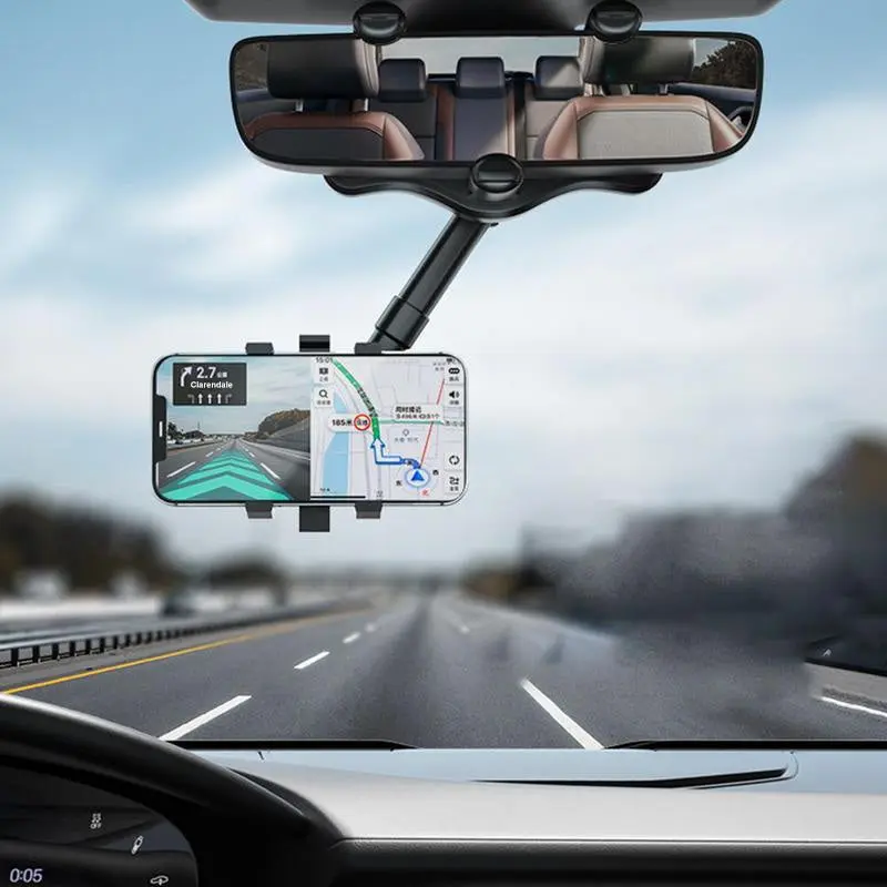 360° Drehbare Auto-Spiegel Handyhalterung | Ausziehbare Smartphone-Halterung bis 6,5 Zoll | Klappbar für Navigation auf Augenhöhe