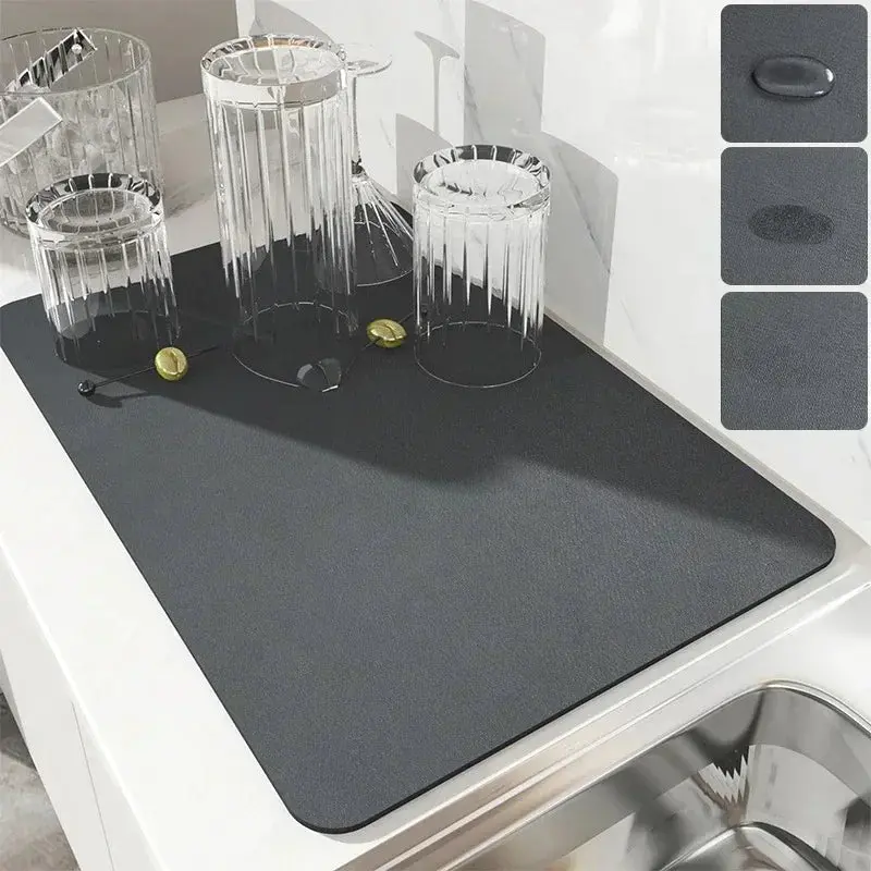 Absorbierende Abtropfmatte für Spüle & Bad – HydroGuard Pro | Sofortige Wasseraufnahme, rutschfest | PVC & Gummi, leicht zu reinigen