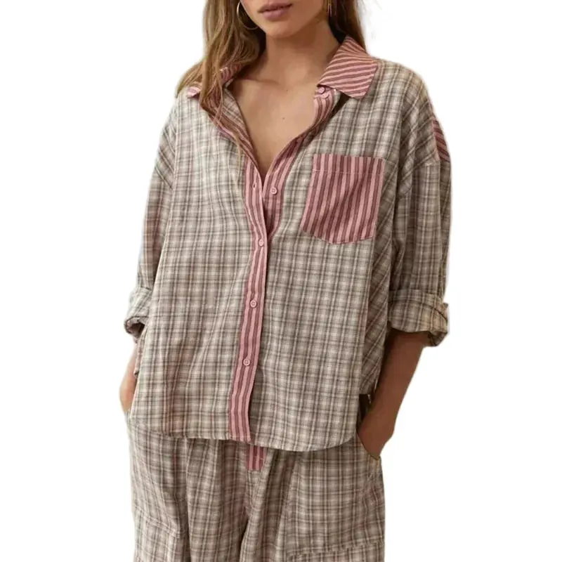 Amara Pyjama-Set kariert | Baumwolle-Polyester-Mix | weich & bequem für alle Jahreszeiten | lässig-elegant | Größen S–2XL