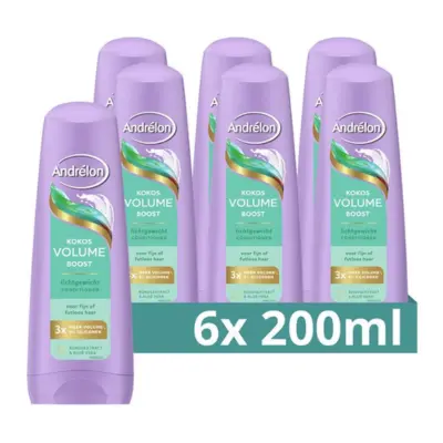 Andrélon Haar Haarverzorging - Conditioner - Kokos Volume Boost - 6 x 200 ml