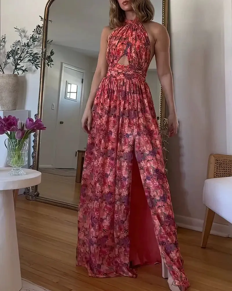 Ärmelloses Maxi-Kleid mit Blumenmuster | Feminine Silhouette | Leicht & Fließend | Sommerlich Elegant