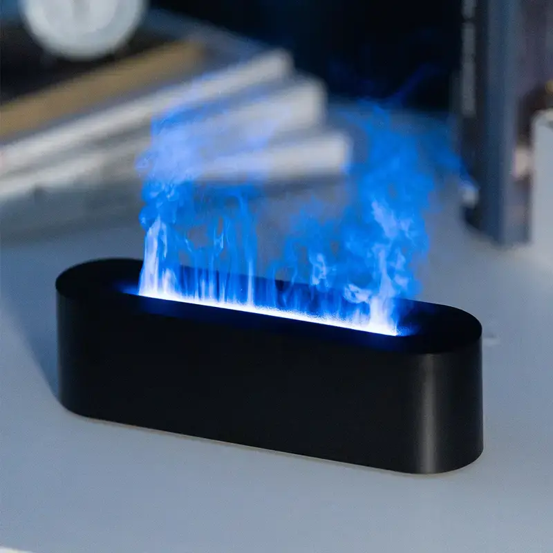 Aroma Diffuser mit LED-Flammeneffekt | Ultraschall-Luftbefeuchter für ätherische Öle mit Flammenoptik für Wohnzimmer und Schlafzimmer