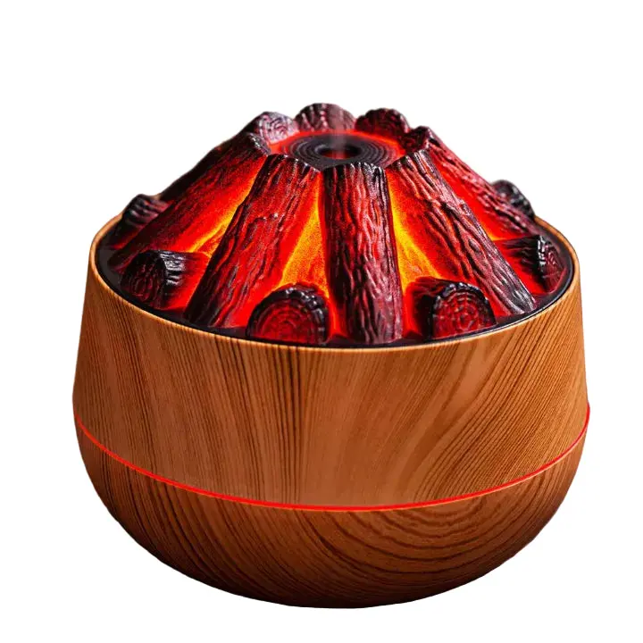 Aroma-Diffusor mit Flammeneffekt | 130-ml-Wassertank, USB-Betrieb, feiner Duftnebel und kompakte Holzoptik