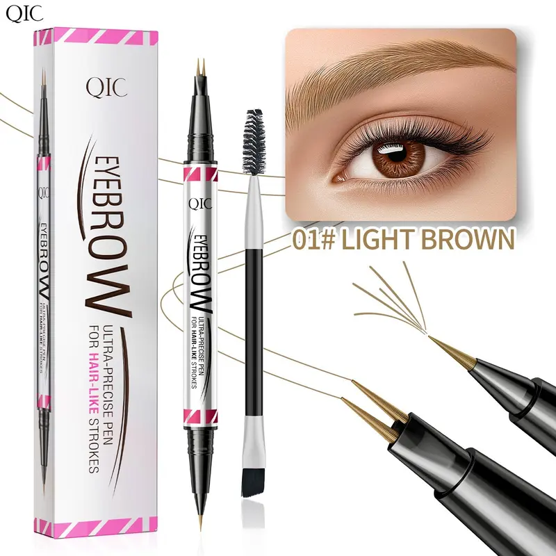 Augenbrauenstift 2-in-1 in Dunkelbraun | Microblading-Effekt mit Doppelspitze | Wasserfest, wischfest, bis 24 h Halt
