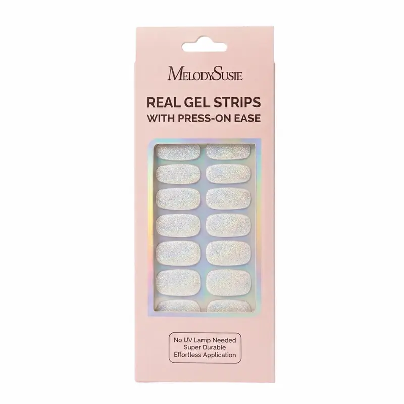 Aurora Collection Real Gel Nail Strips Mani & Pedi Set White Diamond