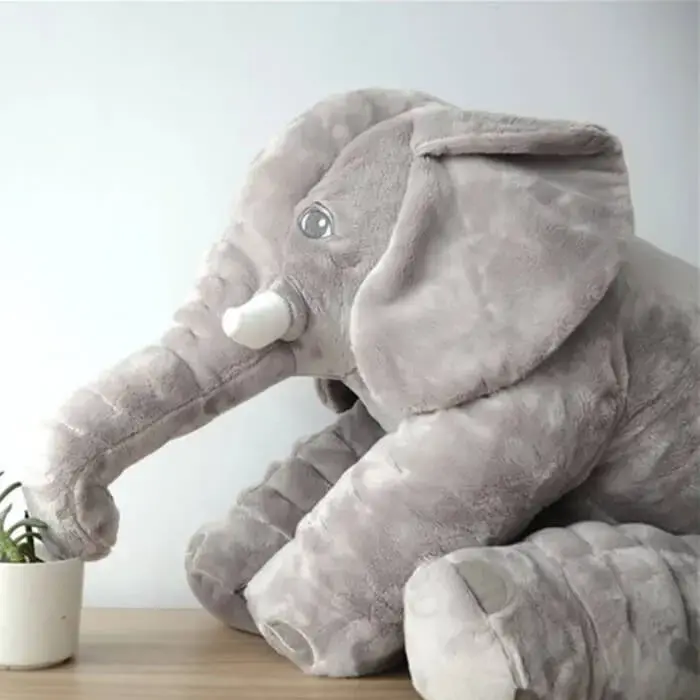 Baby Elefant Kuschelkissen | Weiches Elefanten Plüschtier als Kuschelfreund und Kissen für Kinderzimmer, Nickerchen und Schlafenszeit