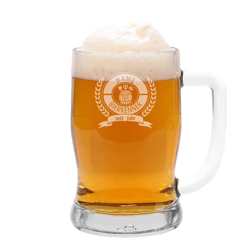 Bierseidel mit Gravur | Personalisiertes Bierglas 500 ml mit Name und Geburtsjahr als Geschenk für Bierliebhaber