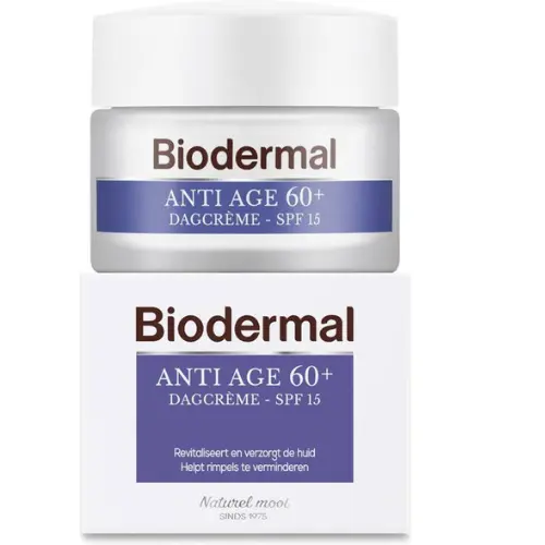Biodermal Anti Age dagcrème 60+ - Dagcrème met hyaluronzuur en ceramide - met SPF15 - Geeft de huid meer stevigheid - 50ml