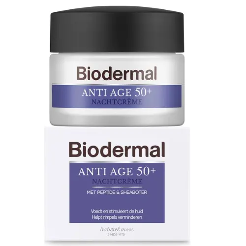 Biodermal Anti Age nachtcrème 50+ - Nachtcrème met niacinamide & sheaboter - Helpt rimpels verminderen - 50ml