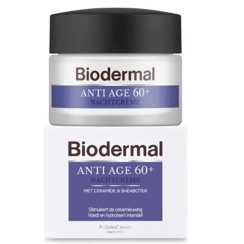Biodermal Anti Age nachtcrème 60+ - Nachtcrème met niacinamide & sheaboter - Voedt en hydrateert intensief - Nachtcreme anti rimpel voor vrouwen - 50ml
