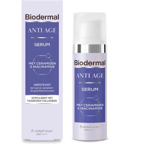 Biodermal Anti Age Serum - Serum voor een stralende huid met mix van huideigen ceramiden en Niacinamide - stimuleert de natuurlijke collageenproductie - 30 ml