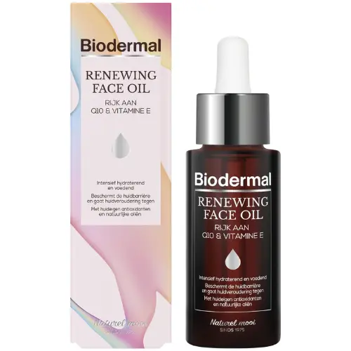 Biodermal gezichtsolie - Renewing Face Oil met krachtige huideigen antioxidanten Q10 - Perfect te mengen met dagcrème - Anti age Olie - 30ml