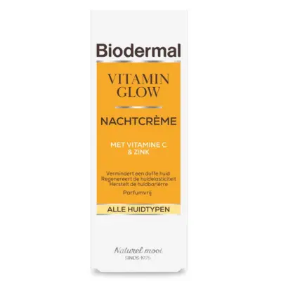 Biodermal Vitamin Glow Nachtcrème met vitamine C en zink - Gezichtsverzorging - 50 ml