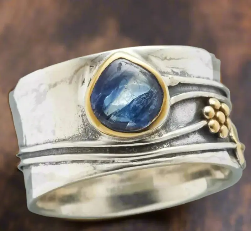 Boho Meditationsring mit Edelsteinen | Drehbarer Anti-Stress Ring Look | Strahlendes Finish, vielseitig kombinierbar