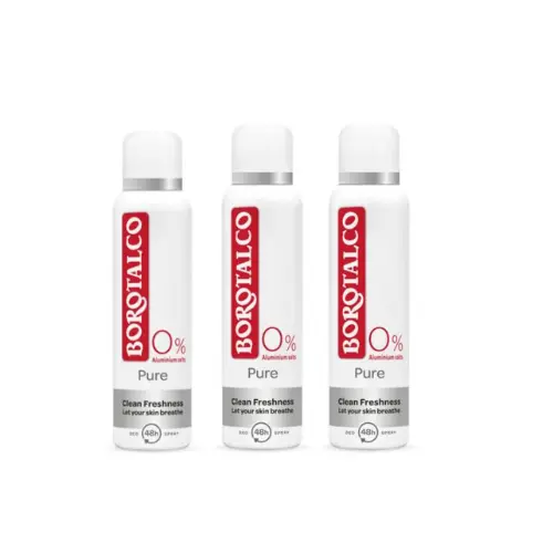 Borotalco Deo Spray Pure Clean Freshness 0% - Voordeelverpakking - 3 x 150 ml