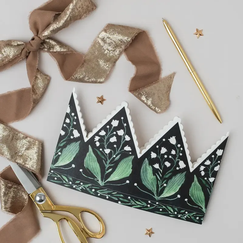 Botanical Party Hat Crown Card Lily of the Valley