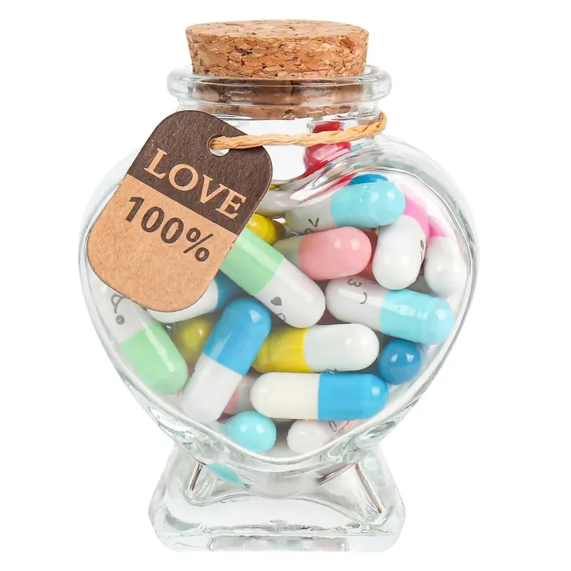 Botschaftskapseln im Glasflaschen-Set | Kreatives Geschenk mit beschreibbaren Kapseln | Für Liebe, Freundschaft & besondere Anlässe