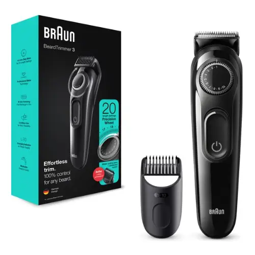 Braun Baardtrimmer 3 BT3324, Baardtrimmer Voor Mannen, Haartrimmer, Voor Gezicht, Haar