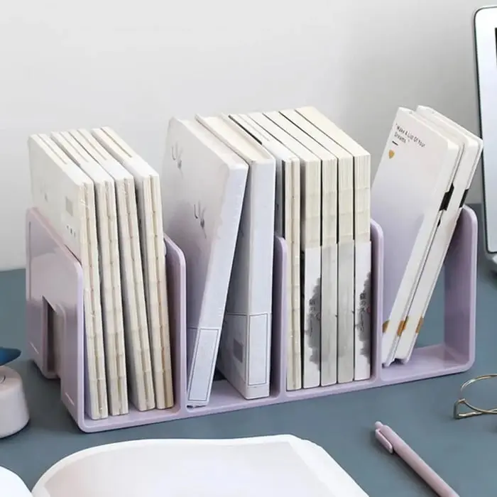 Bücherregal Organizer mit 4 Fächern | Horizontal oder Vertikal aufstellbar | Platzsparende Aufbewahrung für Bücher, Ordner & Bürobedarf