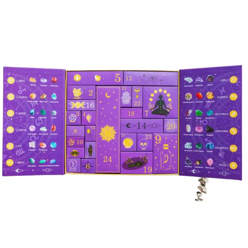CrystalNight™ Halloween Countdown Box | 31 Magische Nächte | Edelstein-Adventskalender & Mystic-Dekofigur