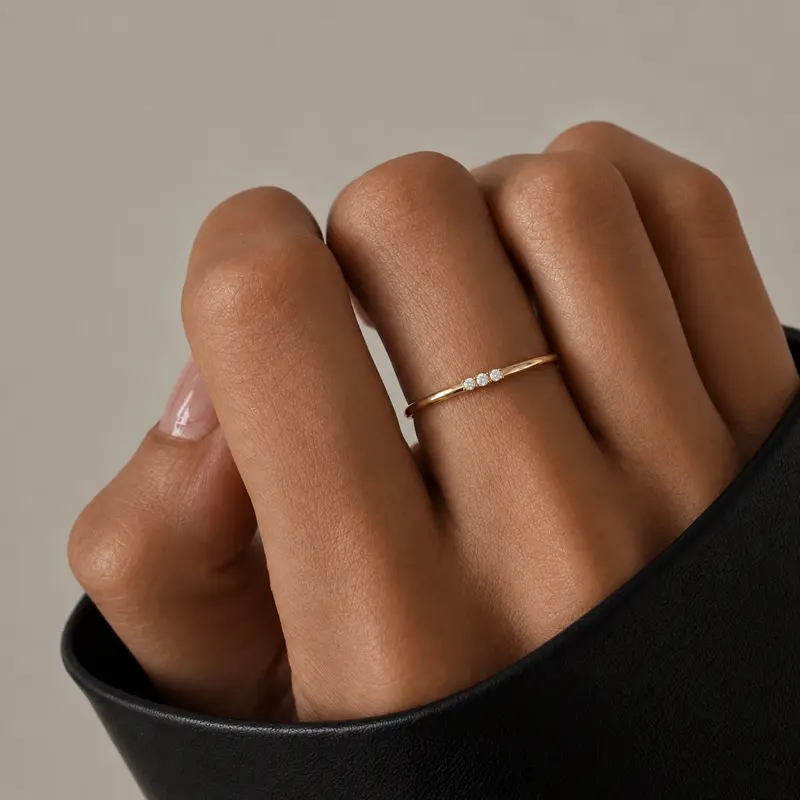 Dainty 3 in a row cz stacking ring