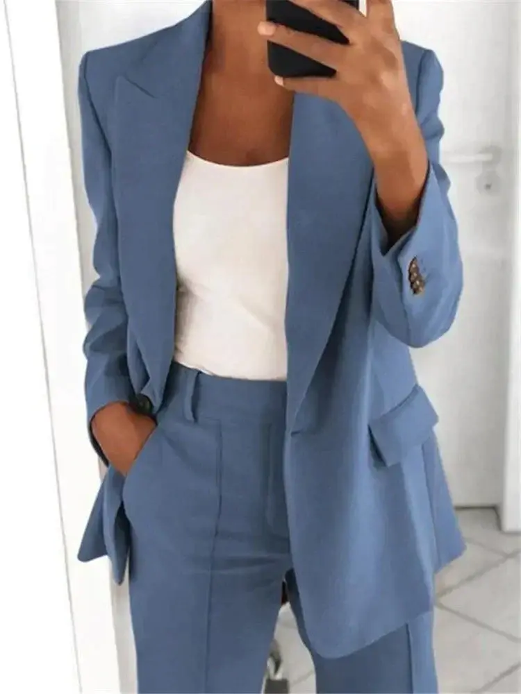Damen 2-teiliges Blazer-Anzug Set | Elegant & bequem für Büro & Anlass | Blazer + Hose, zeitloser Schnitt, S–5XL