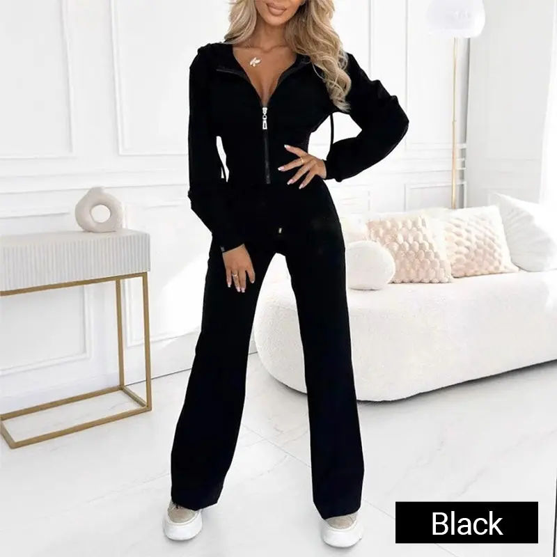 Damen 2-teiliges Freizeitset | Top & Hose mit bequemer Passform | Lounge- & Streetwear Outfit | Schwarz, Grün, Bordeaux, Kaffeebraun | S–XL