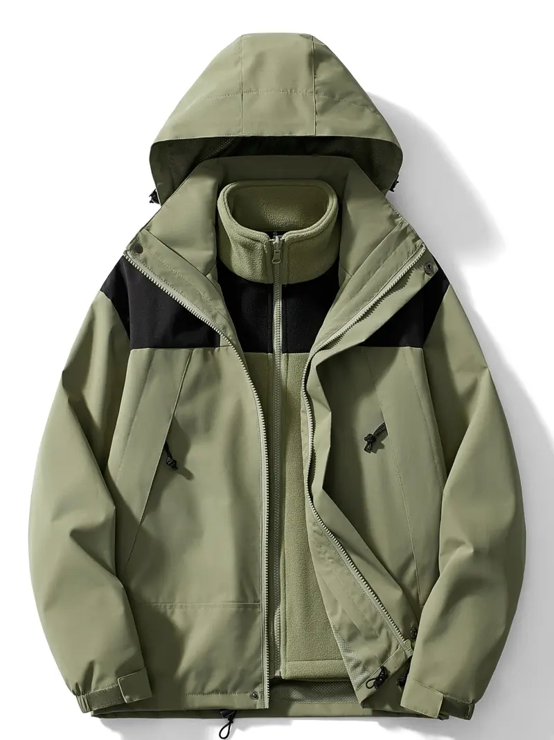 Damen 3-in-1 Fleece-Winterjacke mit Kapuze | Wasserdicht, winddicht und wärmeisolierend | Quick-Dry, Größen 32–46