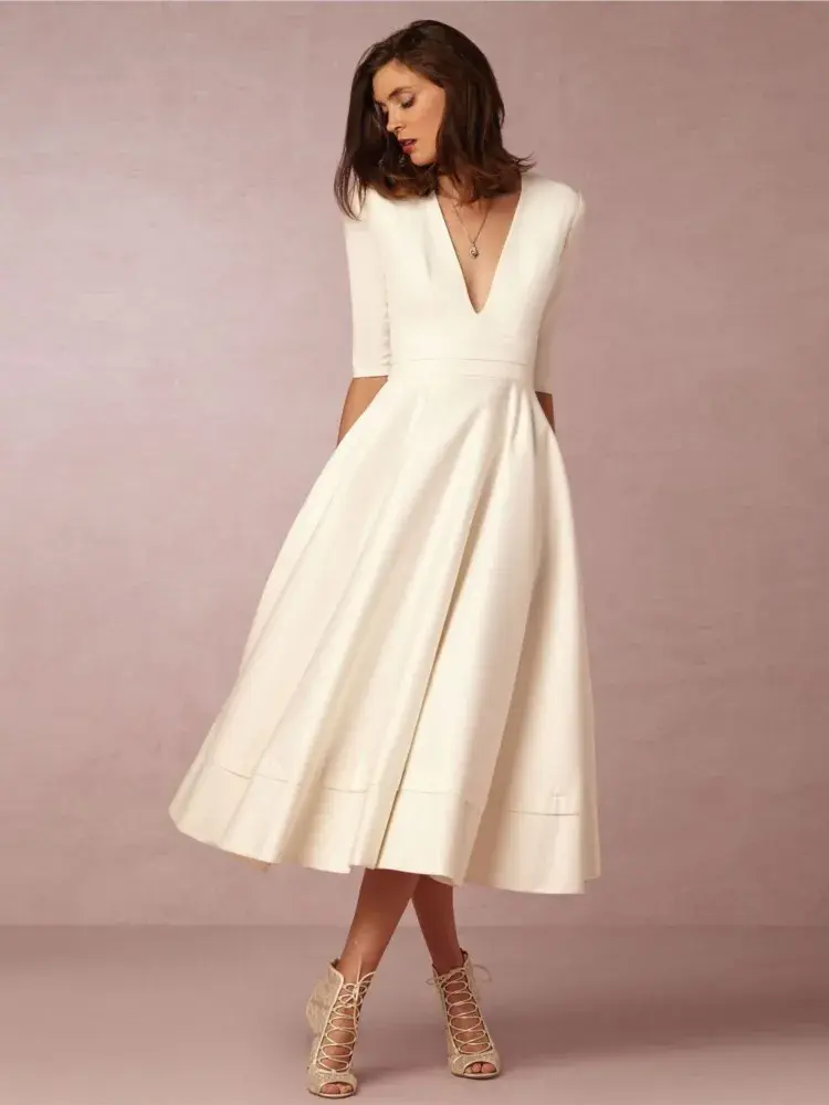 Damen Abendkleid Midi mit raffinierter Silhouette | Elegant für Hochzeit & Gala | Bequeme Passform, frei beweglich