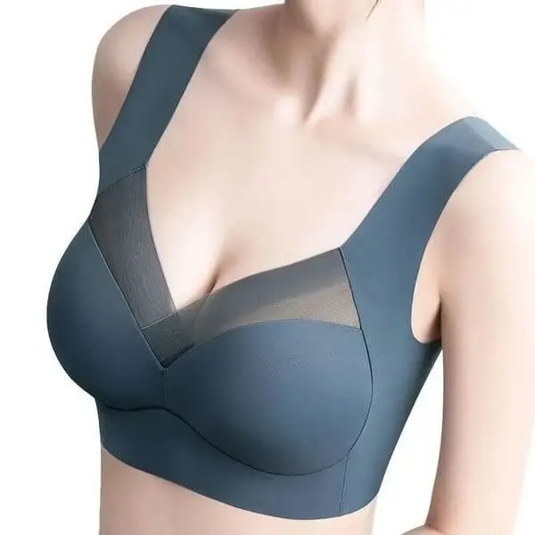 Damen BH ohne Bügel mit Spitze | Weicher Komfort-BH mit breitem Unterband | Atmungsaktiver Alltags-BH