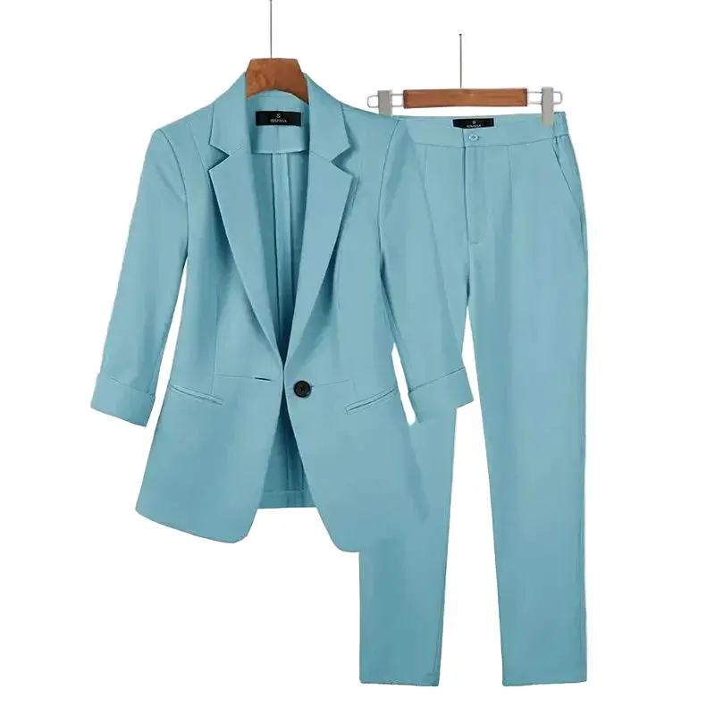 Damen Blazer-Set einfarbig mit passender Hose | Zeitlos eleganter Look für Büro & Events | Schmeichelnder Schnitt | Größen M–4XL