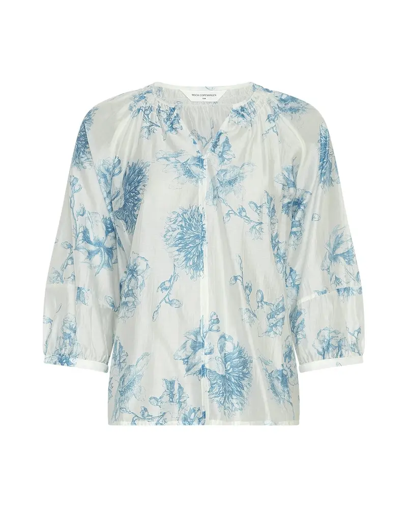 Damen Bluse | Bluse mit Blumenmuster, V-Ausschnitt und 3/4-Raglanärmeln