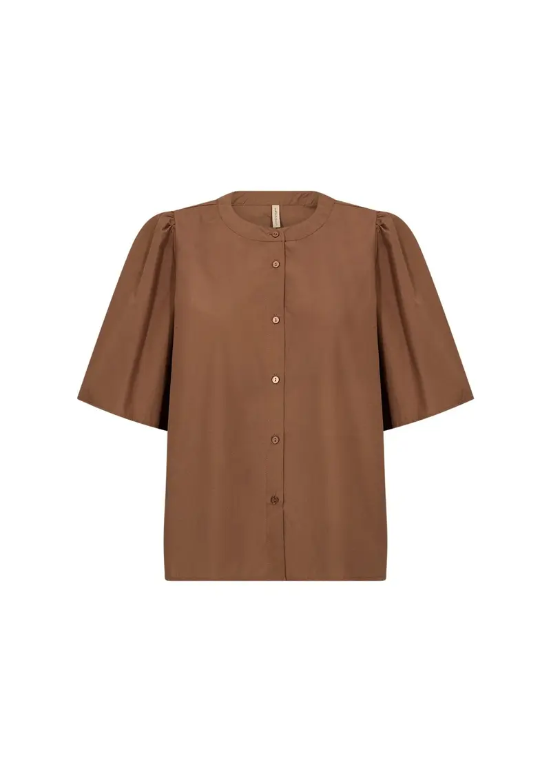 Damen Bluse | Kurzarmbluse mit Rundkragen, Knopfverschluss und geradem Schnitt