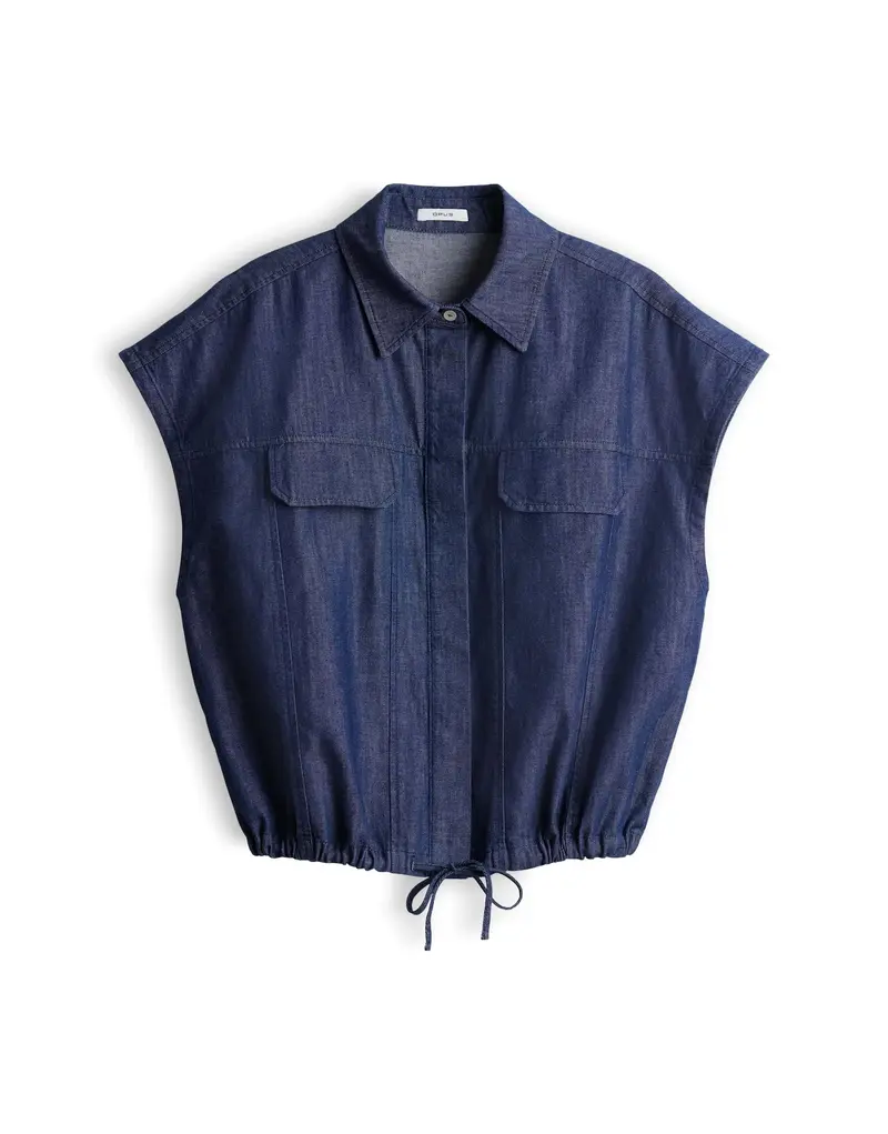 Damen Bluse | Locker geschnittene Bluse mit Hemdblusenkragen, Kurzarm und Tunnelzug