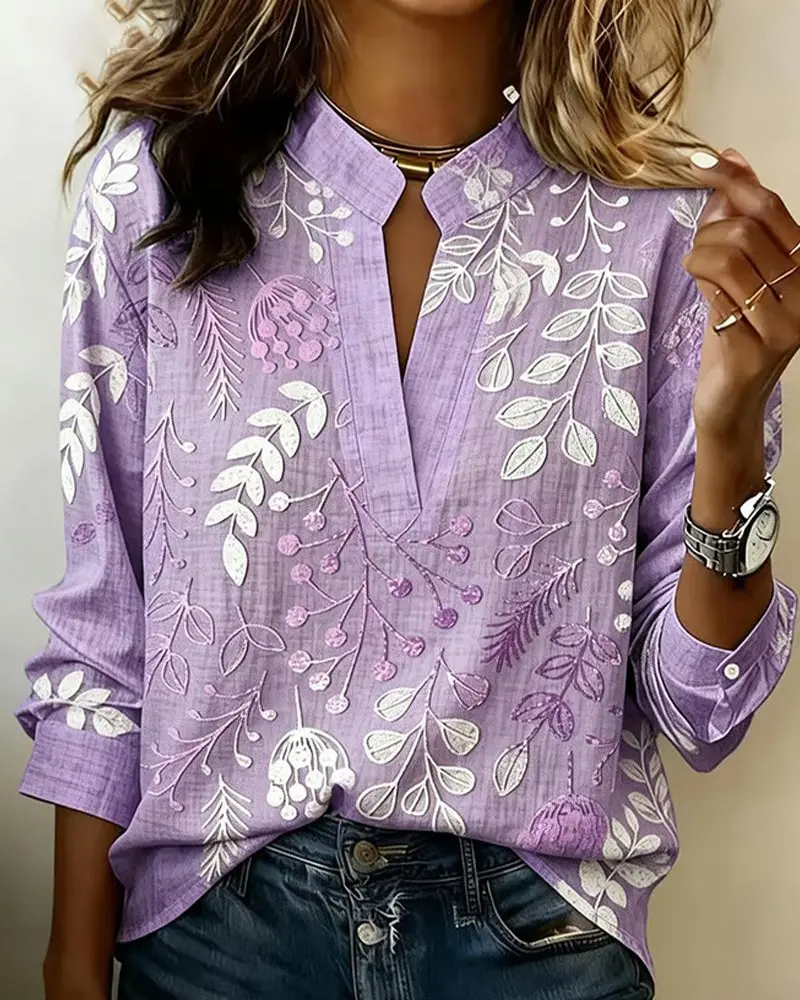 Damen Bluse mit Blumenmuster & V-Ausschnitt | Luftiger Schnitt für Alltag, Urlaub & feminine Looks | FloraMuse