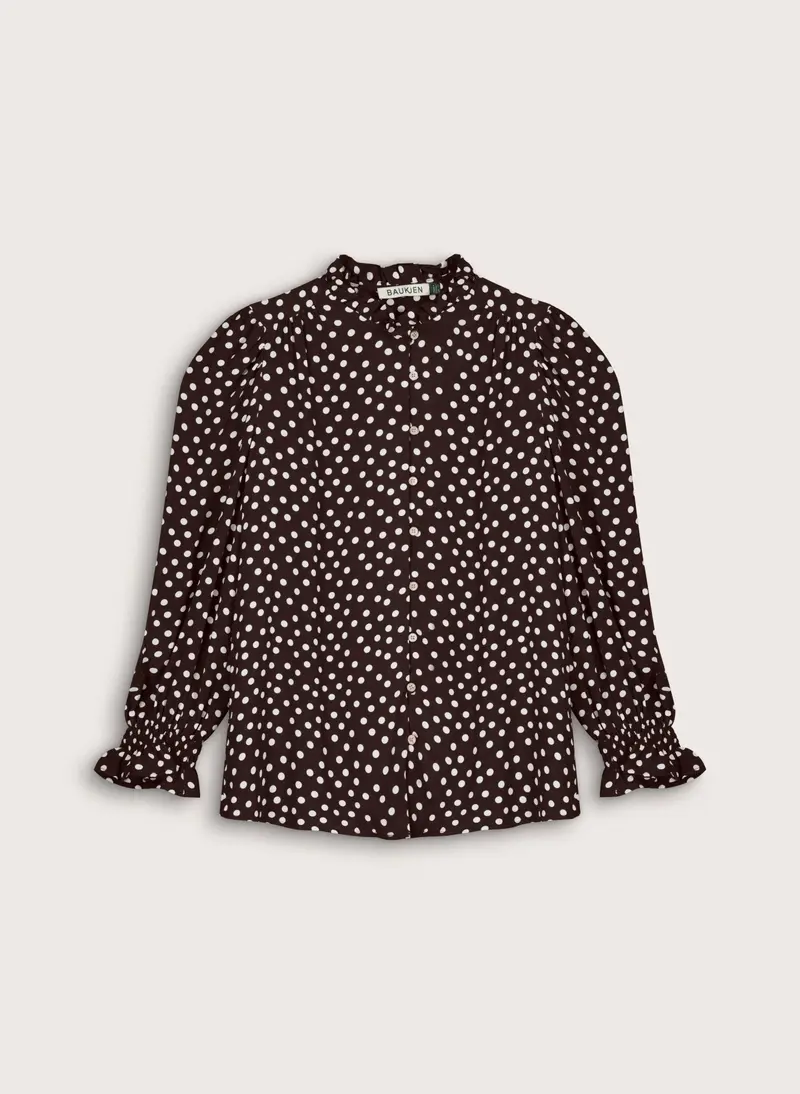 Damen Bluse | Puffärmel-Bluse mit Tupfenprint, femininen Details und lockerem Schnitt