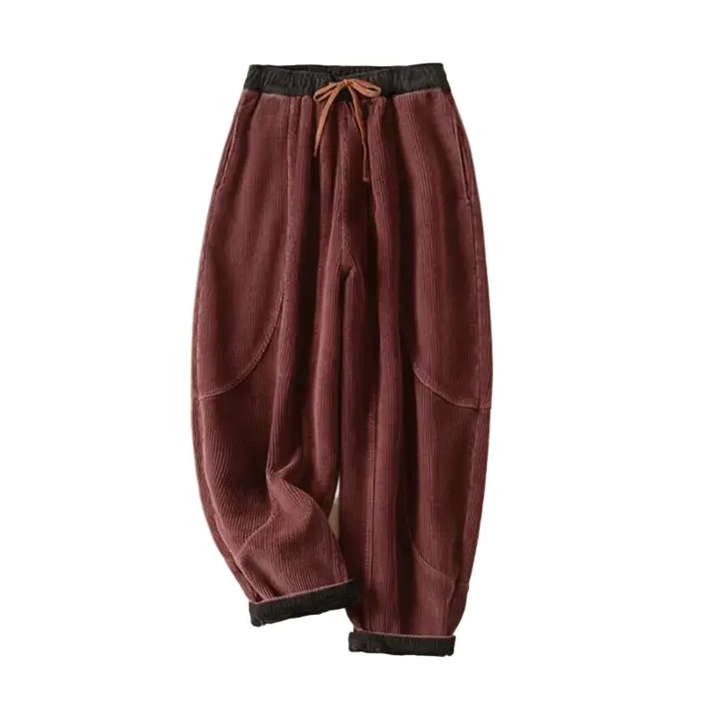 Damen Cordhose mit Plüschfutter | Warme Winterhose mit elastischem Bund und lockerem Schnitt für Alltag und Freizeit