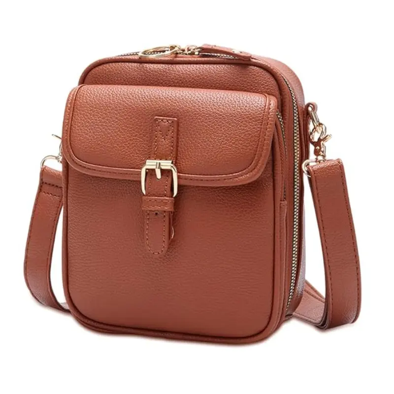 Damen Crossbody-Tasche | Organizer mit 2 Fächern, 10 Kartenhaltern, verdeckten Reißverschlüssen und verstellbarem Gurt