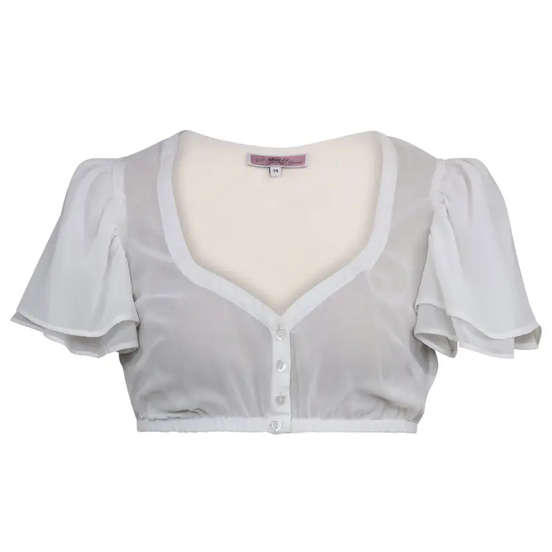 Damen Dirndlbluse Off-White | Bluse mit Herzausschnitt, Flügelärmeln und leichter Passform