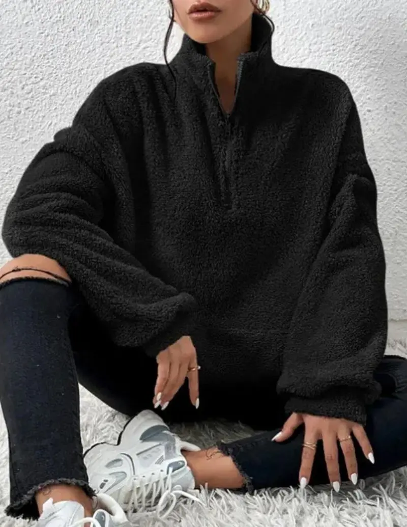 Damen Fleece Winterpullover warm | Weicher Pullover mit bequemer Passform für Alltag, Zuhause und winterliche Freizeitaktivitäten