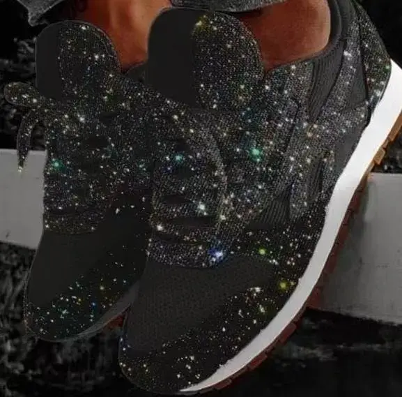 Damen Glitzer Sneaker mit Pailletten | Leichtes Mesh, bequeme EVA-Innensohle | Lässiger Look für Alltag & Events