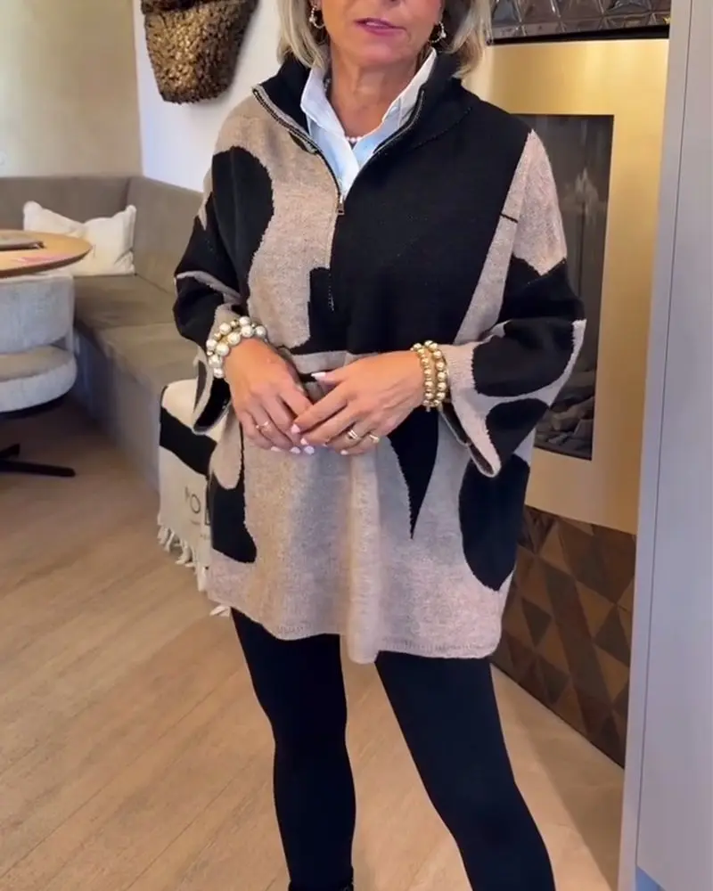 Damen Half-Zip Pullover mit Stehkragen | Weicher Stretch-Komfort für Herbst & Winter | UrbanZip