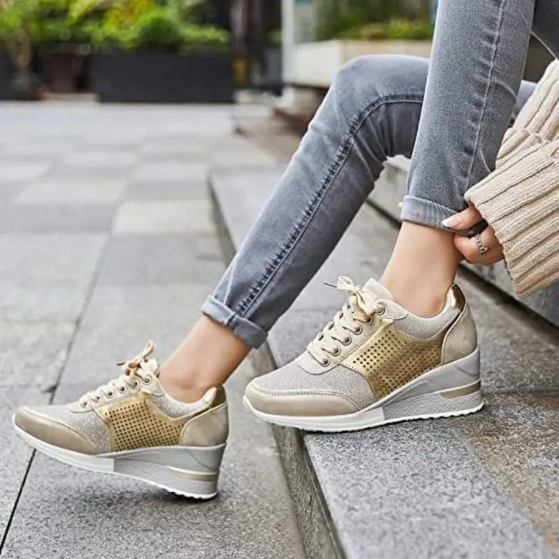 Damen High-Heel-Sneaker mit Keilabsatz | Bequem, vielseitig & pflegeleicht für Alltag und Abendlooks