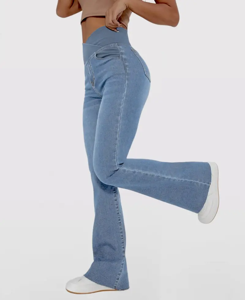 Damen High-Waist Stretch Jeans | Formender, verstellbarer Bund | Bequemer Sitz für jeden Tag | Vielseitig zu Sneakern & Heels