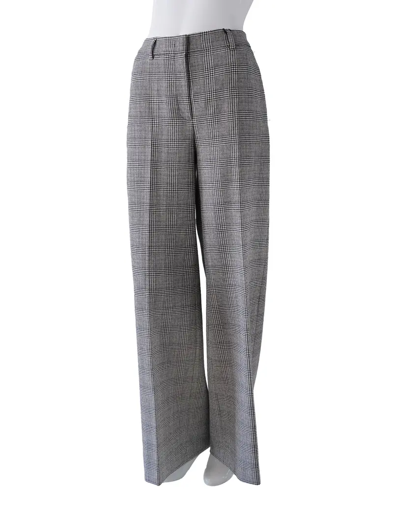 Damen Hose | Shiloh Prince-of-Wales-Karo mit hohem Bund und weitem geradem Bein