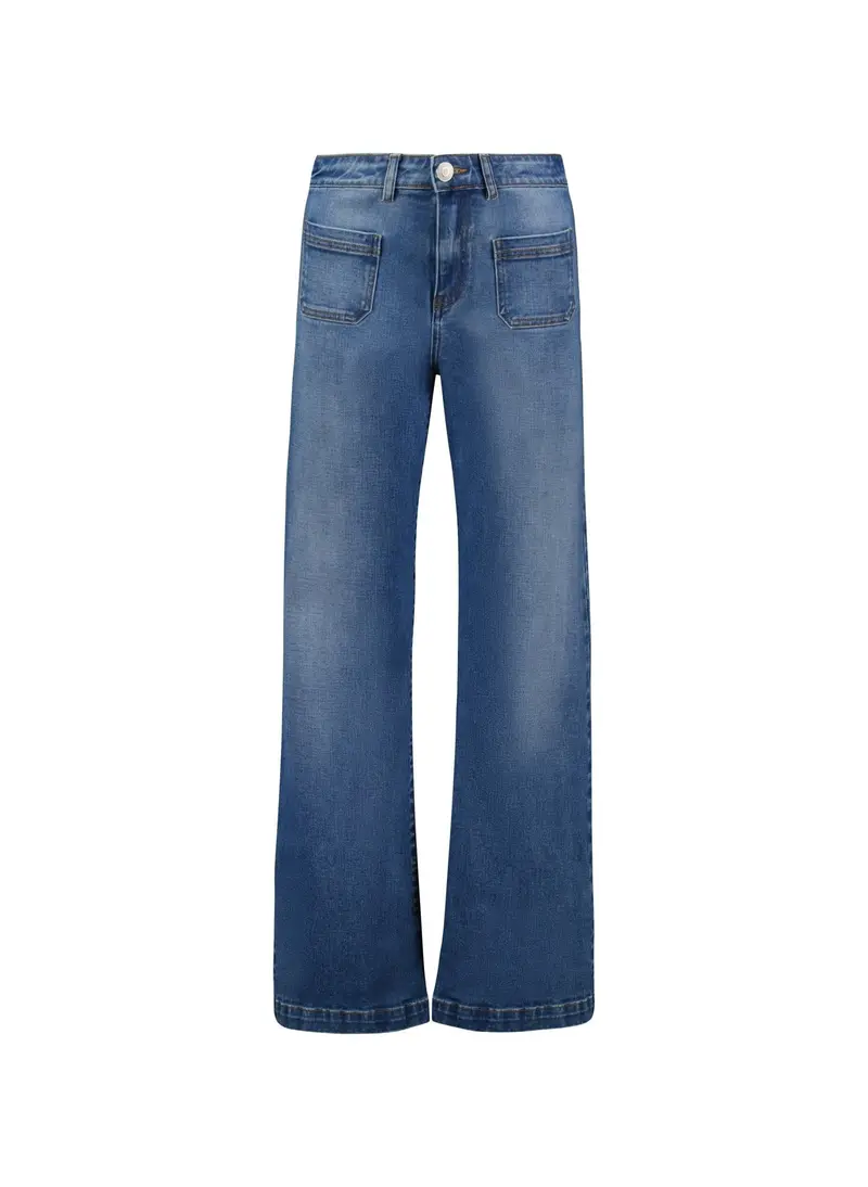 Damen Jeans | Bio-Baumwoll-Jeans mit Stretch, hohem Bund und weitem Bein