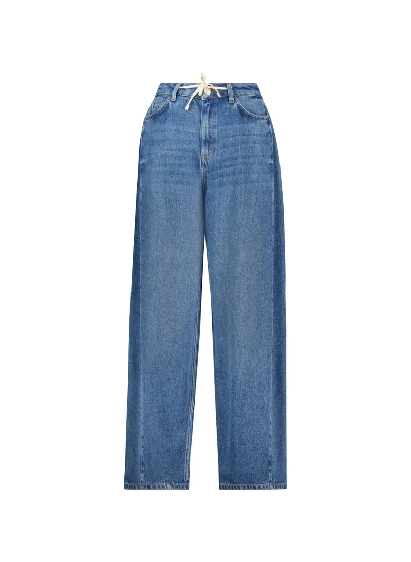 Damen Jeans | Wide Leg Jeans aus TENCEL Lyocell mit Bindeband und entspannter Passform